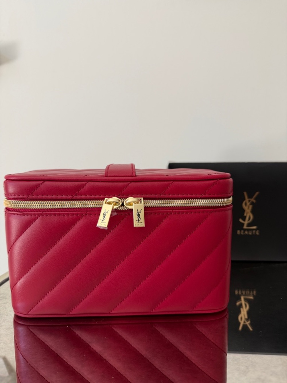 Yves Saint Laurent Beauty Red Quilted Cosmetic Case - Picture 2 of 7
